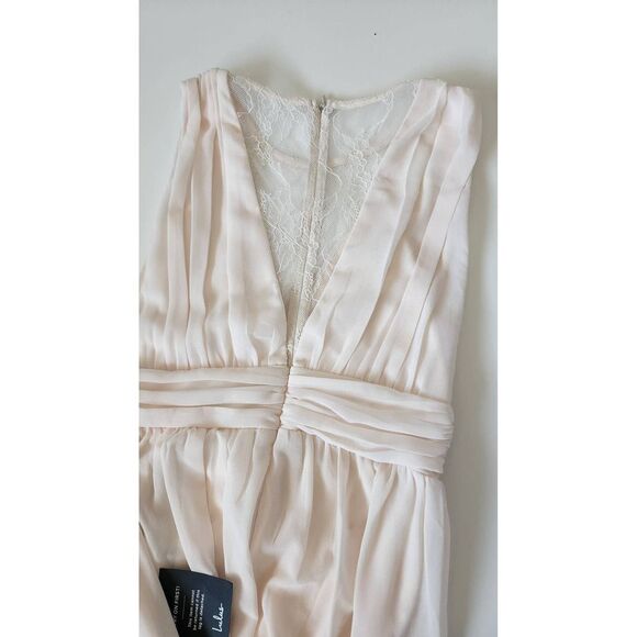 Lulus Dreamy Devotion Gardenia Lace Chiffon Beige Sleeveless Maxi Dress Small - Picture 7 of 12